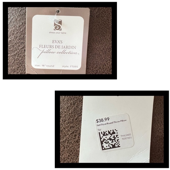 Turquoise Floral Accent Pillow Eva’s Fleur De Jardin - Picture 5 of 5